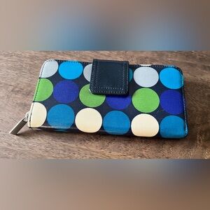 Boden Zip-Around Accordion 7.5" Wallet Coated Canvas Polka Dots
